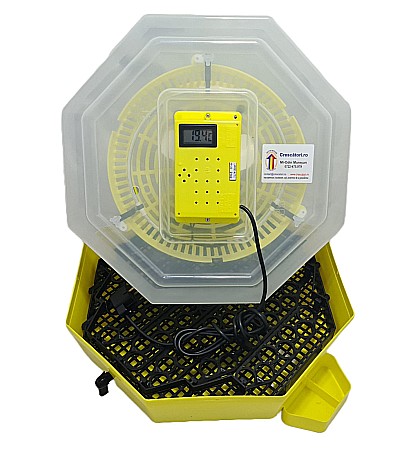 Incubator Cleo 5TPC - cu termostat reglabil, termometru digital, întoarcere semi-automată ouă de prepeliţă şi cupă exterioară pt. apă + CADOU Ghid de incubare premium + asistent incubare [2]