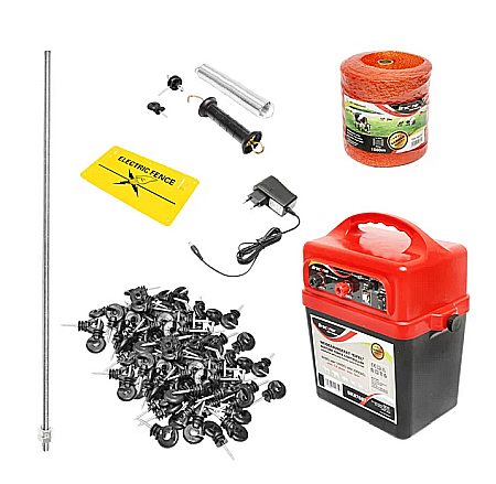 Aparate si utilaje - Kit gard electric 9-12V/220V, 1 J, lungime fir 1000 m şi baterie Breckner Germany
