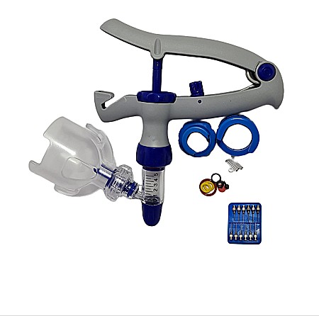 Prepeliţe - PACHET: Pistol seringă automată capacitate 0,5 ml - 5 ml (cu set garnituri de schimb) + Set 12 ace inox premium (autoclavabile)