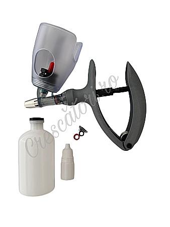 Albine - Pistol seringă automată premium (tip R) (cu autoumplere) pentru vaccinat, capacitate 0,5 ml - 5 ml + BONUSURI set garnituri de schimb si recipient 100ml pt vaccinuri
