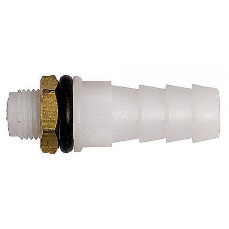 Păuni - Ştuţ adaptor reducţie 10mm cu garnitură şi piuliţă, pentru legarea furtunului la bidoane
