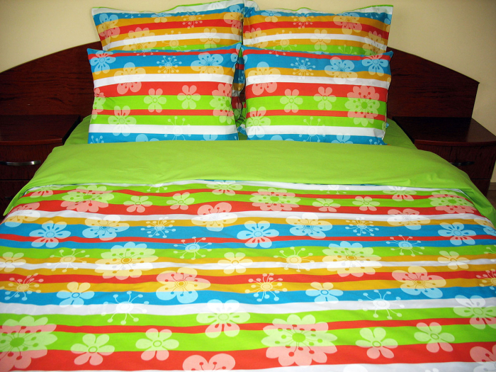 Lenjerie de pat Multicolor Duo Green, cod Multicolor_MU_Green, calitate I [3]