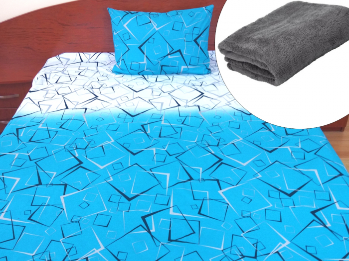 Set lenjerie pat bumbac satinat pentru 1 persoana model Abstract [1]