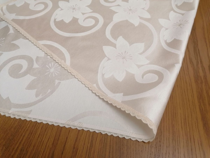 Traversa pentru masa din damasc cu dantela, 50x300 cm, model duo [3]