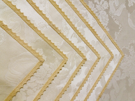 Fete de masa - Fata de masa damasc satinat cu 12 servetele, 360x170 Ivory Flowers