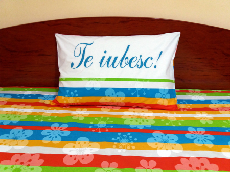 Perne decorative - Fata de perna brodata "Te iubesc!" cod FP_Love2, calitate I