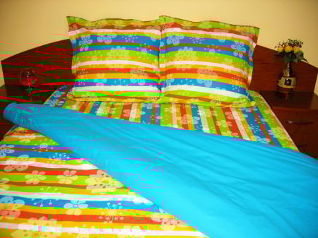 Lenjerii de pat - Lenjerie de pat 2 persoane Multicolor Duo Azur CV