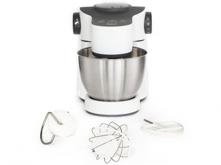 Pentru casa - Robot de bucatarie Tefal Wizzo, Flex Whisk, 1000W, 4L, functie pulse, mixer, carlig pentru aluat, tel, Inox