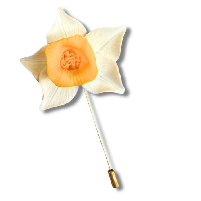 Brosă Narcisa Albă cu Design Floral [5]