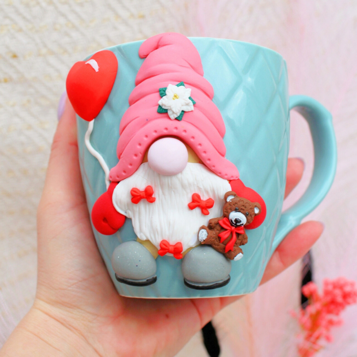 Cana albastră cu gnom tematic Valentine's [5]