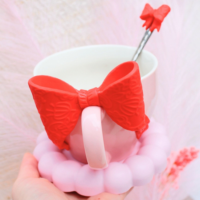 Cana Pink Life cu fundiță roșie și accesorii asociate [4]