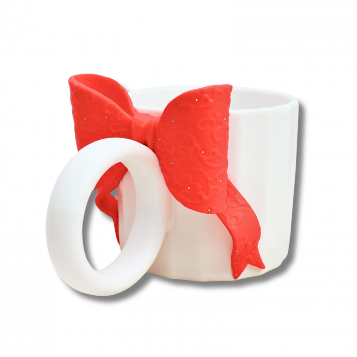 Cana Tied with Love roșie cu fundă ceramica [5]