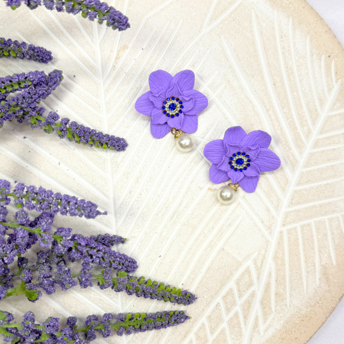 Cercei Amethyst Bloom mov cu perlă jucăușă [2]