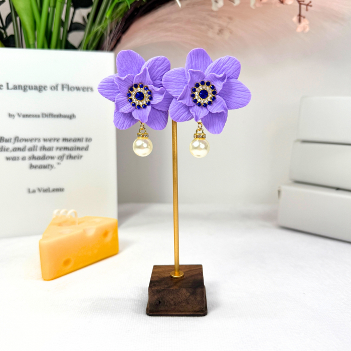 Cercei Amethyst Bloom mov cu perlă jucăușă [4]