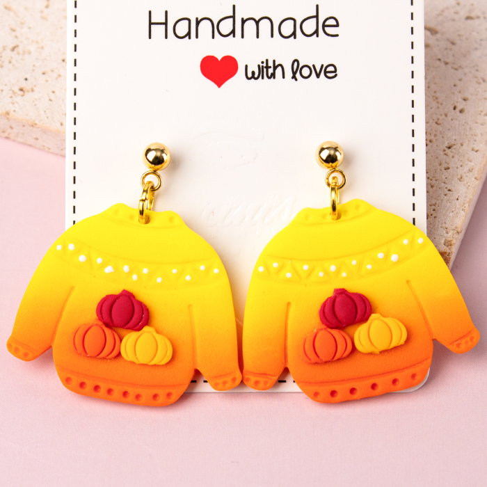 Cercei Autumn Sweater multicolori cu design tomnatic [2]