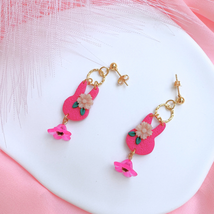 Cercei Bunny Dangle Roz tematic pentru Paște [3]