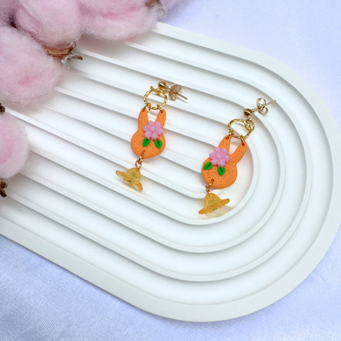 Cercei - Bunny Dangle - Portocaliu