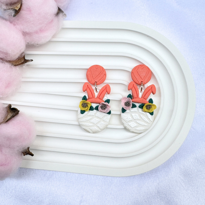 Cercei Bunny Egg albi pentru Paște [3]