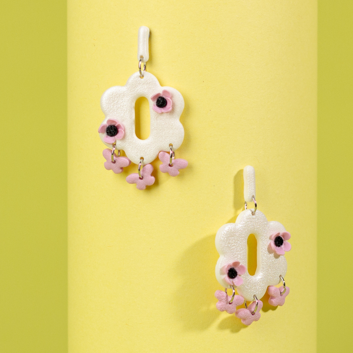 Cercei Butterfly Dream albi cu fluturi [2]