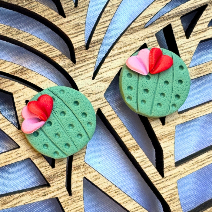 Cercei verzi model cactus cu flori [2]
