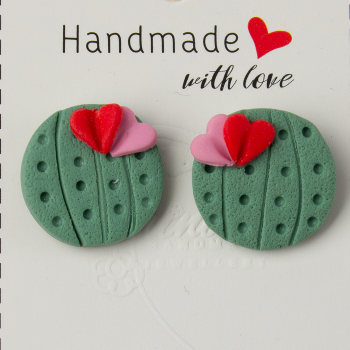 Cercei verzi model cactus cu flori [2]