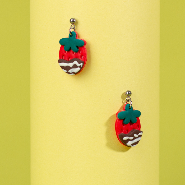 Cercei Capsună Glazurată cu ciocolată [2]