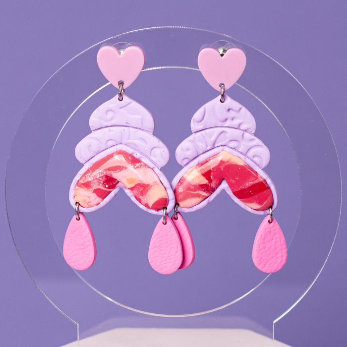 Cercei Carys cu inimioară multicoloră și design vesel [3]