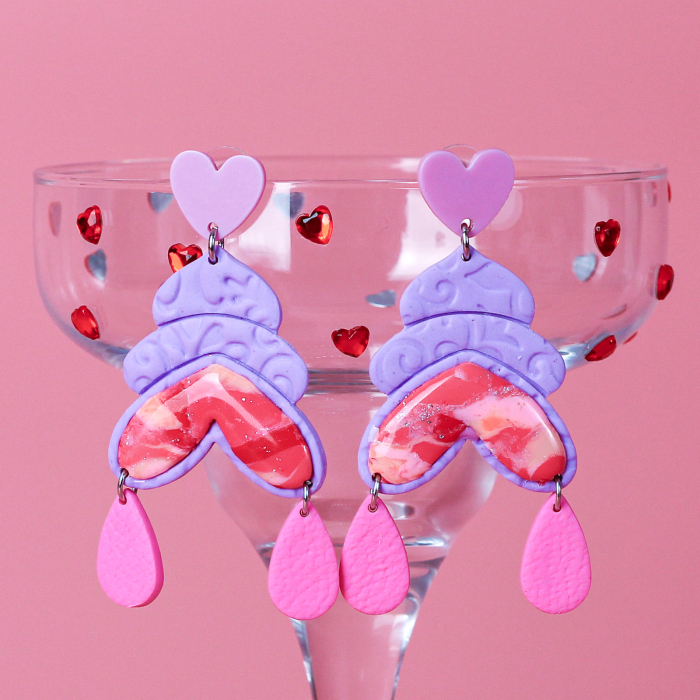 Cercei Carys cu inimioară multicoloră și design vesel [2]