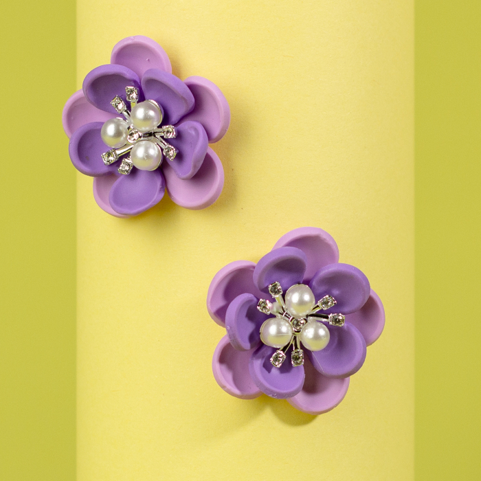 Cercei Celestial Bloom mov cu inserții argintii [2]