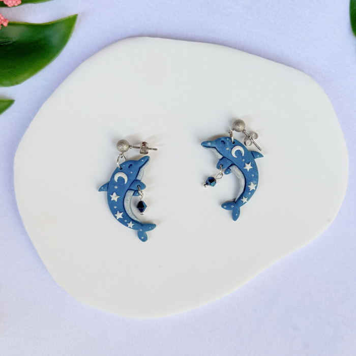 Cercei Delfin Albastru cu design magic [3]