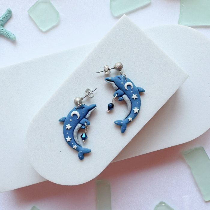 Cercei Delfin Albastru cu design magic [4]