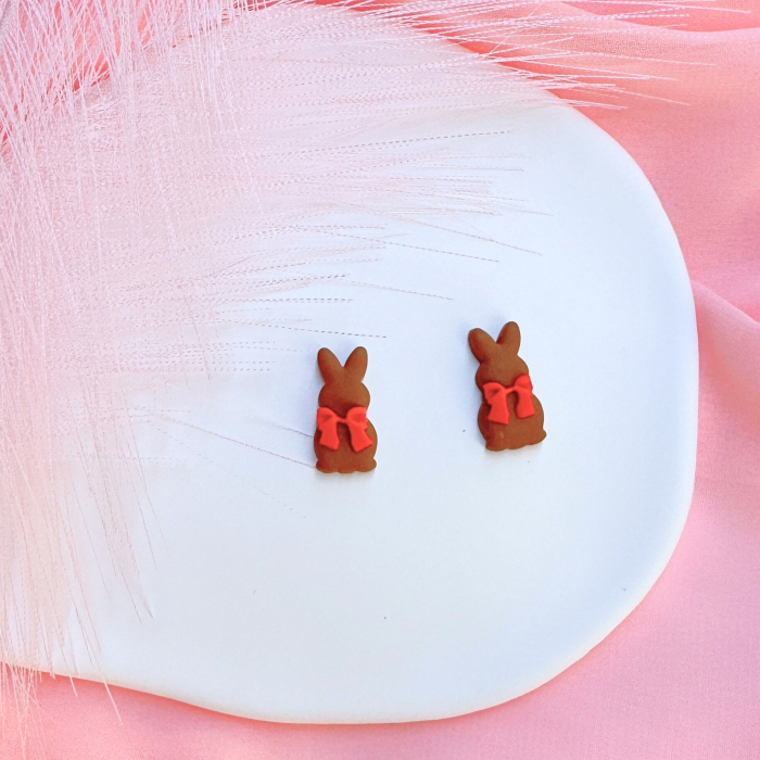 Cercei Chocolate Bunny, model iepuraș ciocolată [2]