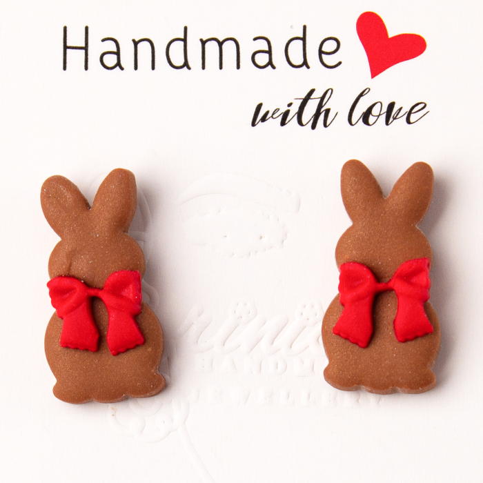 Cercei Chocolate Bunny, model iepuraș ciocolată [2]