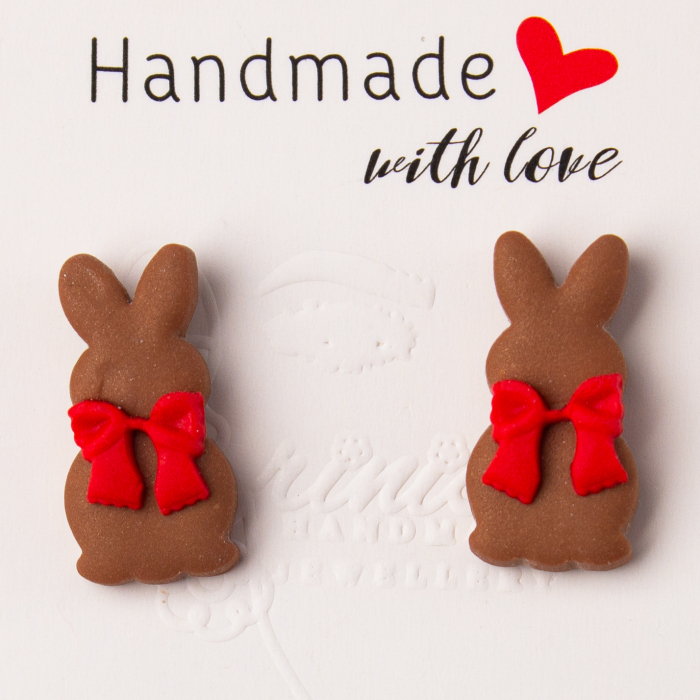 Cercei Chocolate Bunny, model iepuraș ciocolată [2]