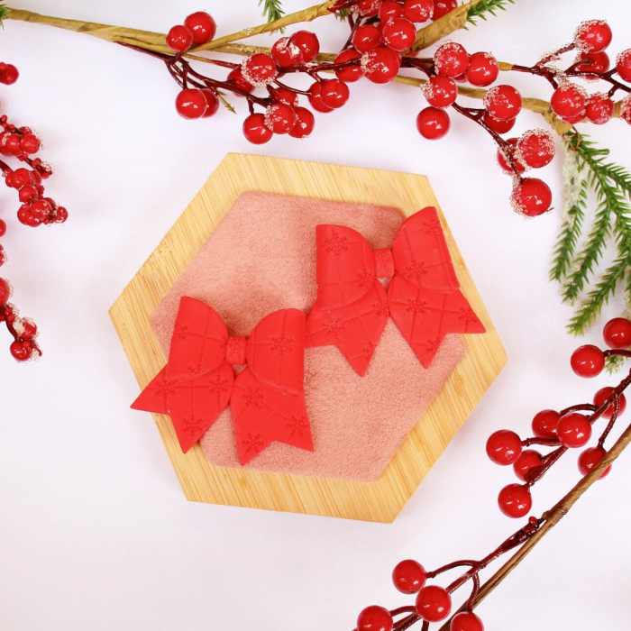 Cercei Christmas Bow roșii cu fundițe [3]