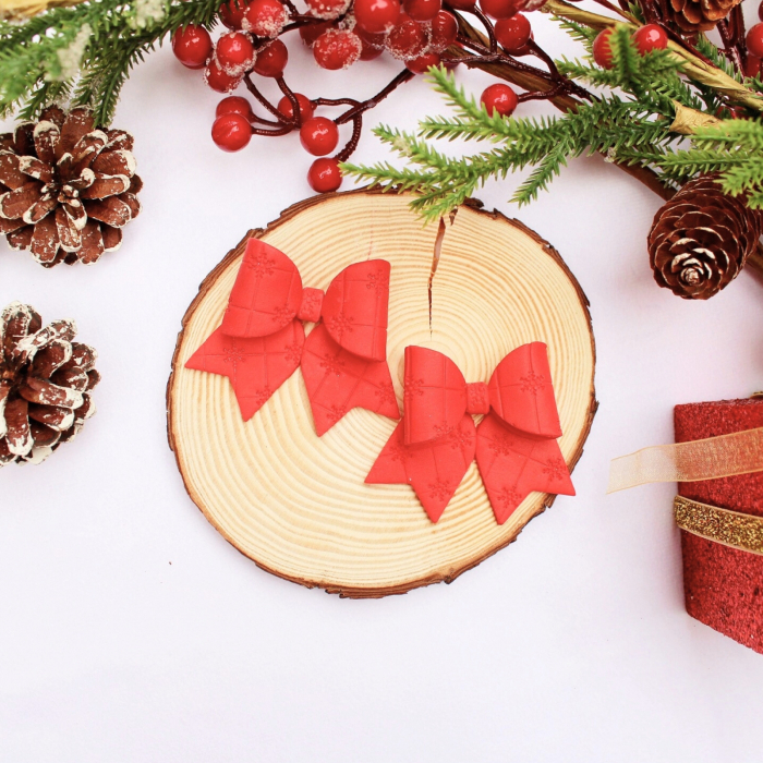 Cercei Christmas Bow roșii cu fundițe [2]