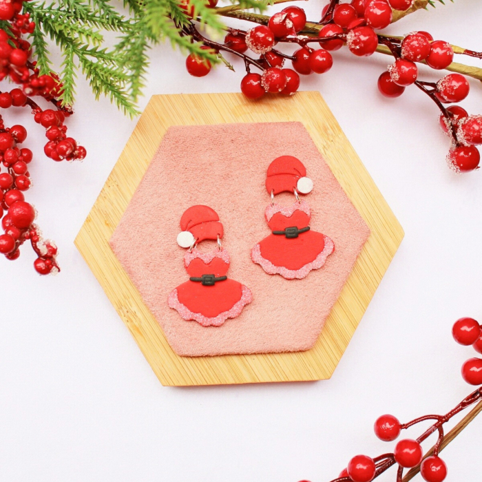 Cercei Christmas Dress roșii cu sclipici [3]