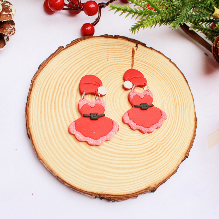 Cercei Christmas Dress roșii cu sclipici [2]