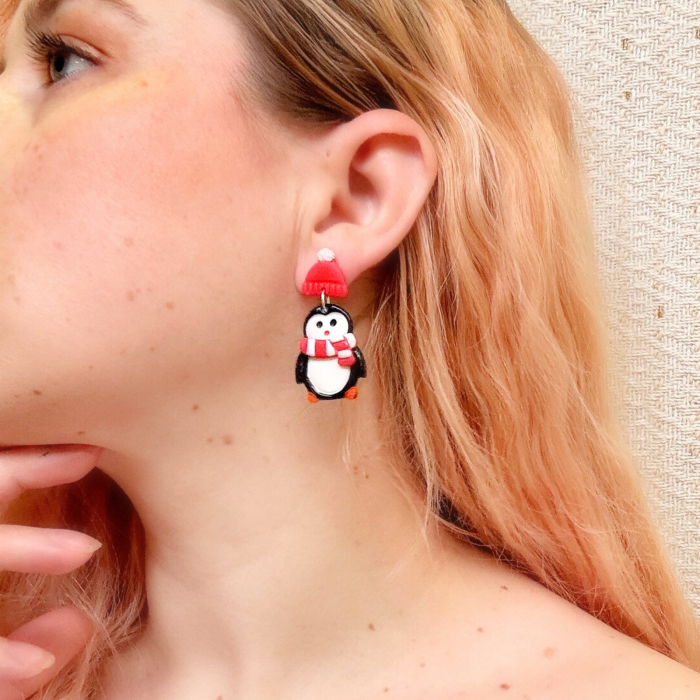 Cercei Christmas Penguin cu pinguini veseli [5]