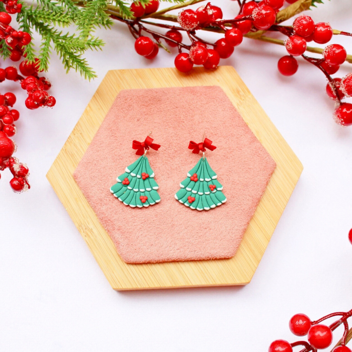 Cercei Christmas Tree verzi forma brăduț [3]