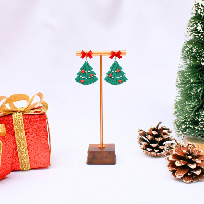 Cercei Christmas Tree verzi forma brăduț [4]