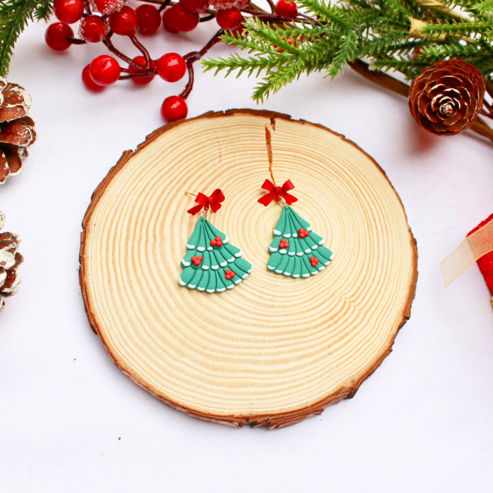 Cercei Christmas Tree verzi forma brăduț [2]