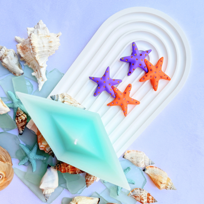 Cercei Colorful Starfish cu steluțe mov și portocalii [3]