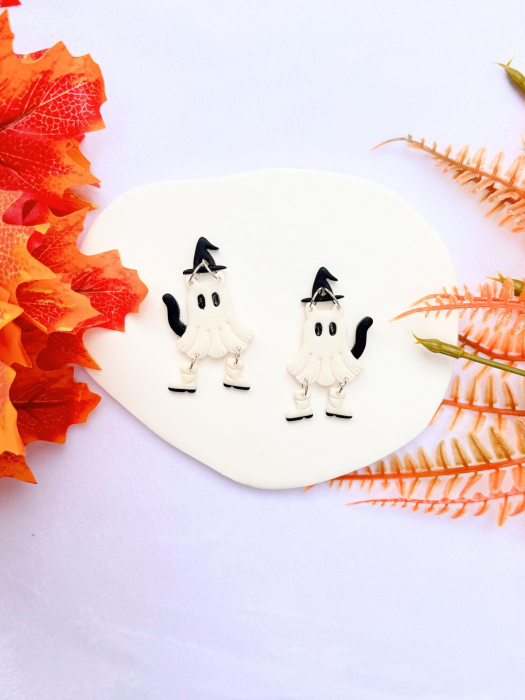 Cercei Cowboy Cat Boo pentru Halloween [3]