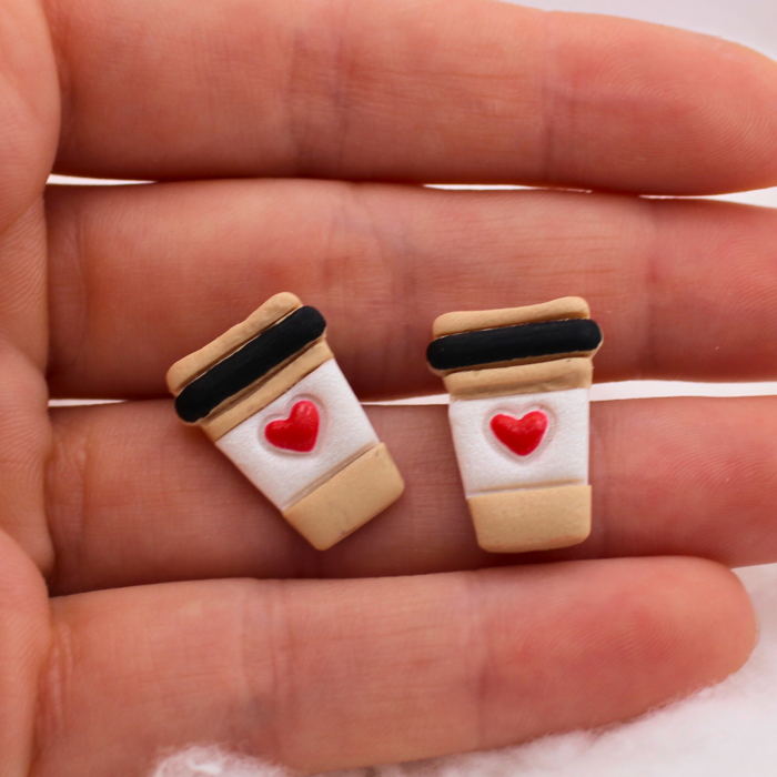 Cercei Coffee Cup crem cu design creativ [2]
