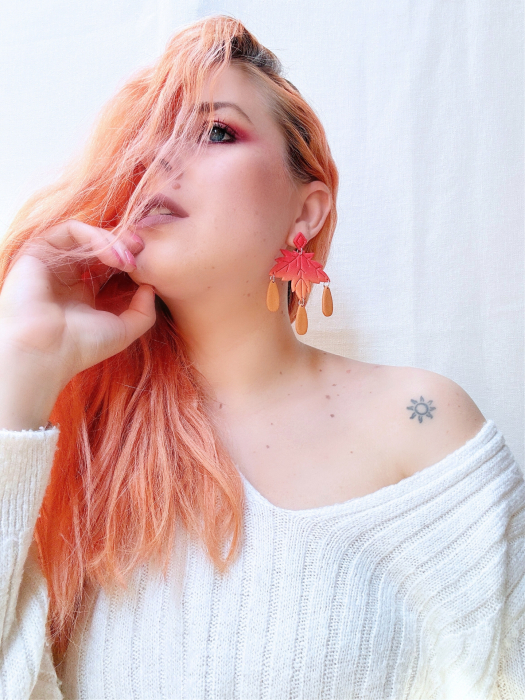 Cercei Crimson Leaf multicolori de toamna [5]