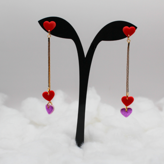 Cercei aurii Dance of Hearts cu inimi vibrante [3]