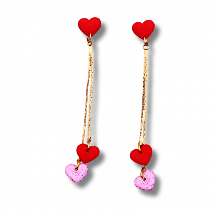 Cercei aurii Dance of Hearts cu inimi vibrante [4]