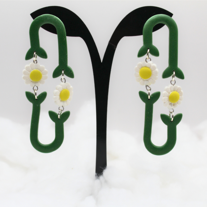 Cercei verde cu forma de margarete [4]