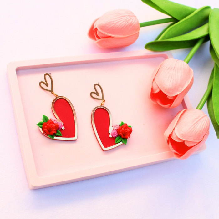 Cercei Floral Love roșii cu trandafiri [4]